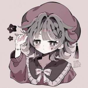 ベレー帽の少女-バストアップ