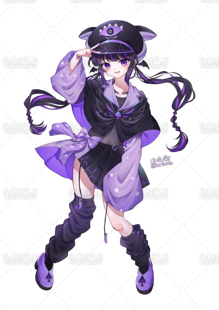 ゲームイラスト・立ち絵・trpg・女の子・三つ編み・アイドル・紫・病み系・イラスト