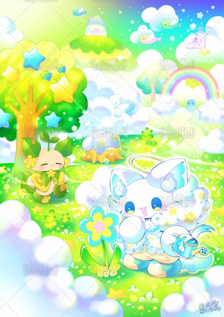 メルヘンな雰囲気のかわいい風景のイラストです。