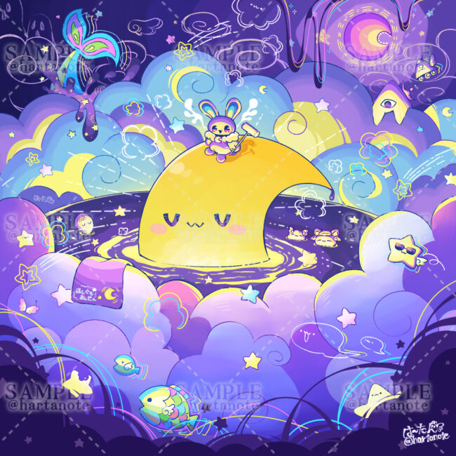 メルヘンな雰囲気のかわいい温泉のイラストです。