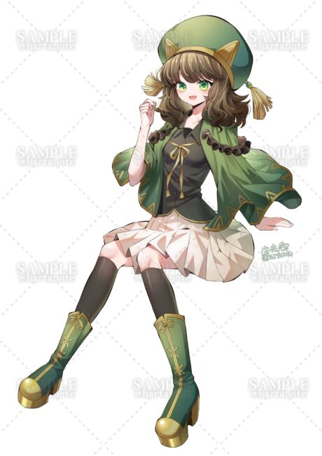 司書　女の子　緑　茶髪