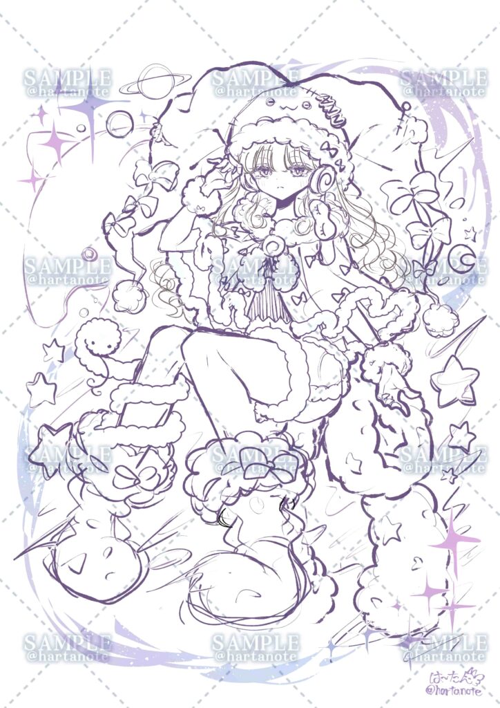 スマホゲームユニットイラスト／ゲームイラスト／女の子／ラフイラスト