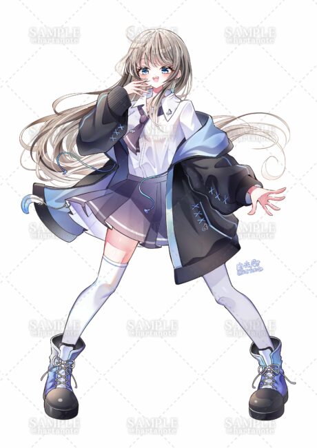 高校生　女子高生　パーカー　ミニスカート　イラスト