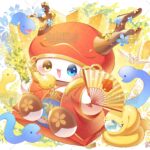 巳年、蛇をイメージしたかわいいマスコットキャラクターのイラスト