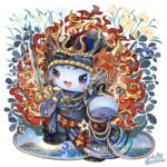 不動明王をイメージしたかわいいマスコットキャラクターのイラスト