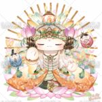 阿弥陀如来をイメージしたかわいいマスコットキャラクターのイラスト