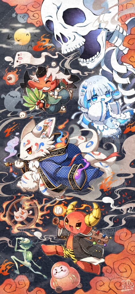 妖怪画／妖怪イラスト／和風／かわいい／デフォルメ／百鬼夜行